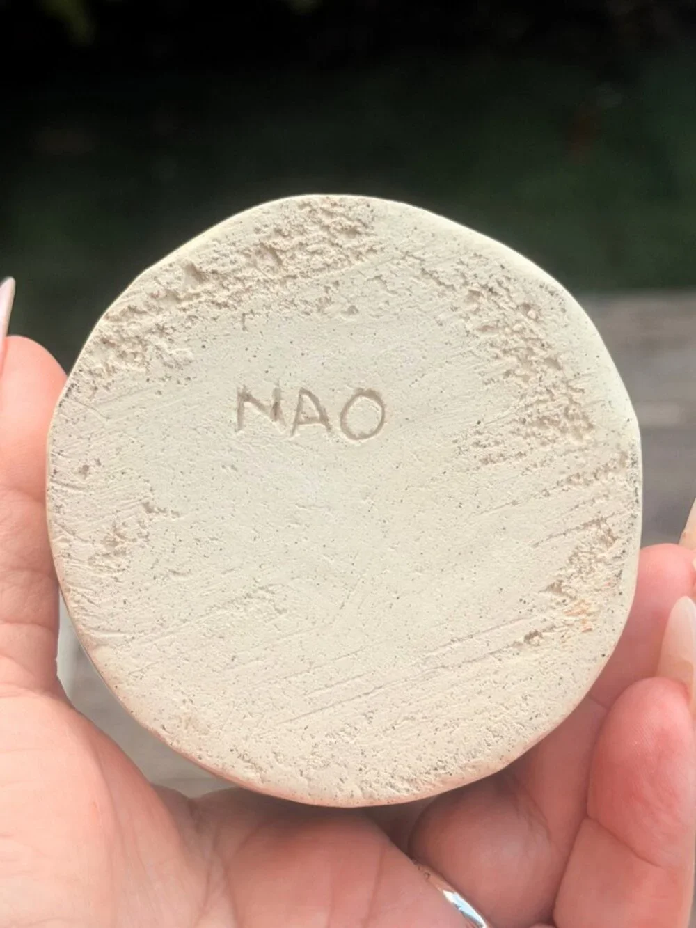 Vintage Studio Art Pottery Stoneware Tea Sake Cup Tumbler Tan Green Marked NAO